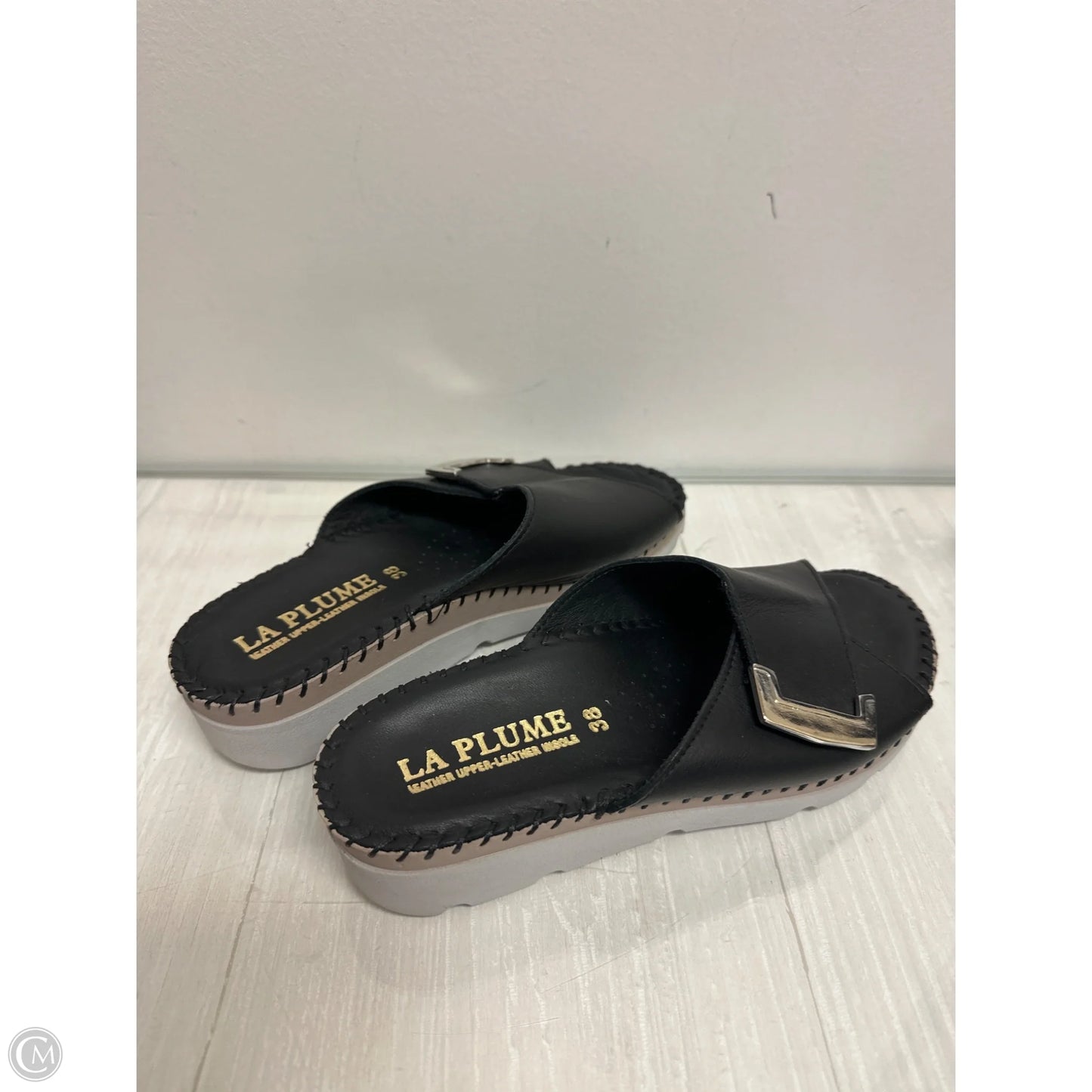 Sandals Flats By Clothes Mentor In Black, Size: 7.5