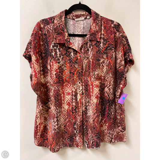Blouse Short Sleeve By West Bound In Snakeskin Print, Size: Xl