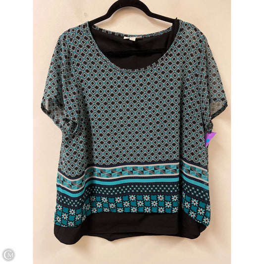 Top Short Sleeve By Dana Buchman In Black & Blue, Size: 1x