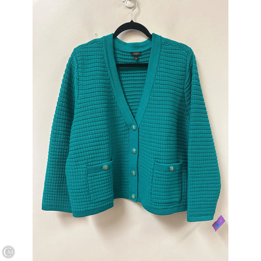 Sweater Cardigan By Talbots In Green, Size: 3x
