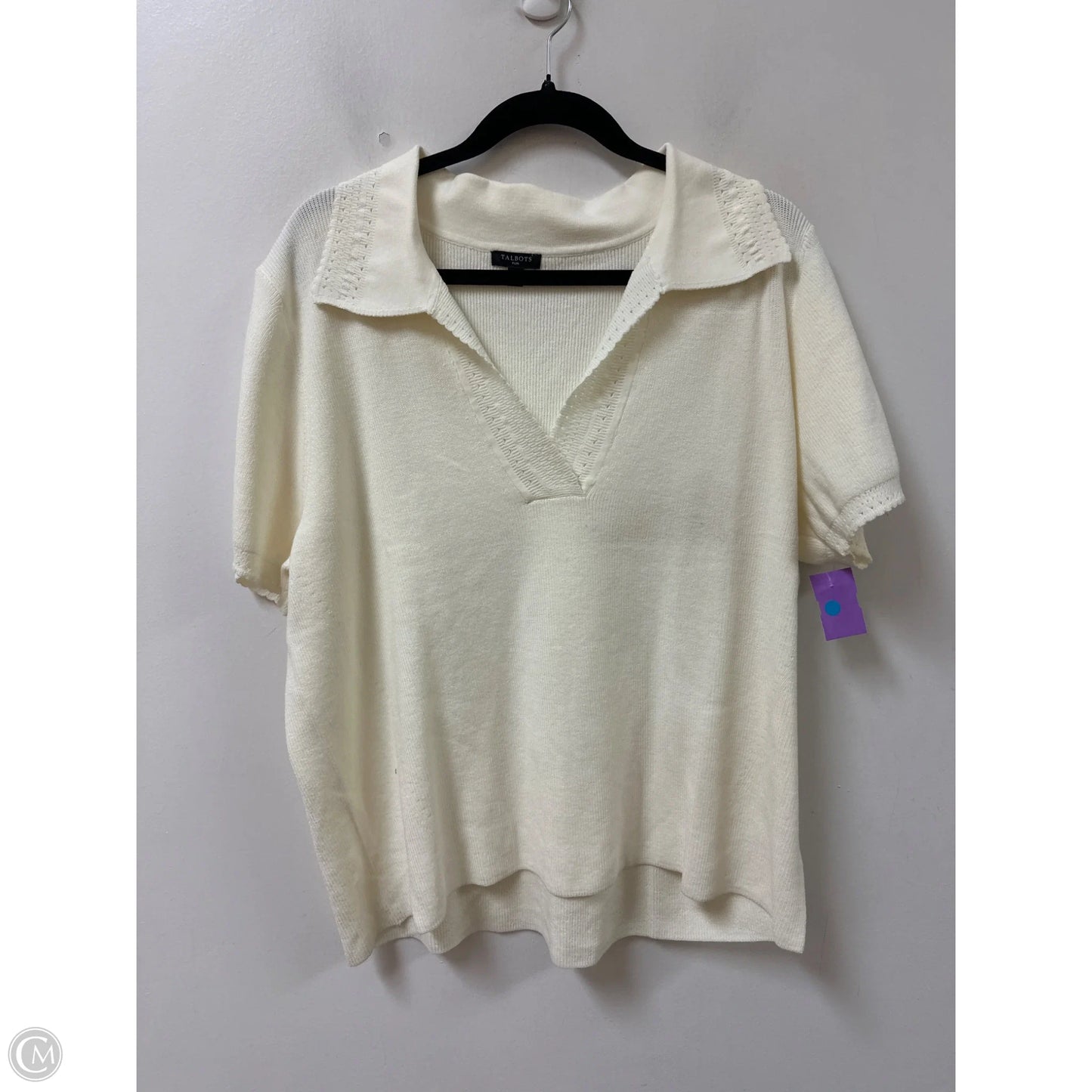 Sweater Short Sleeve By Talbots In Ivory, Size: 2x