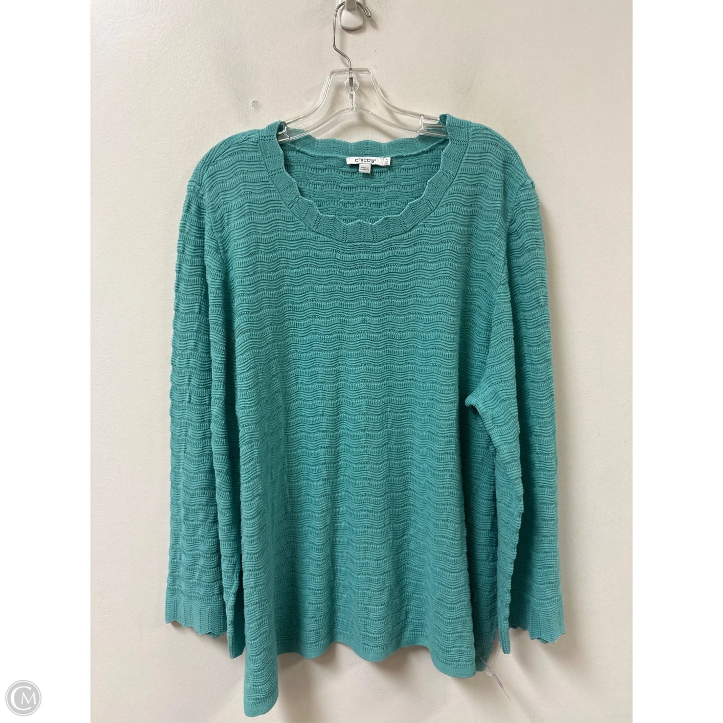 Sweater By Chicos In Aqua, Size: 1x