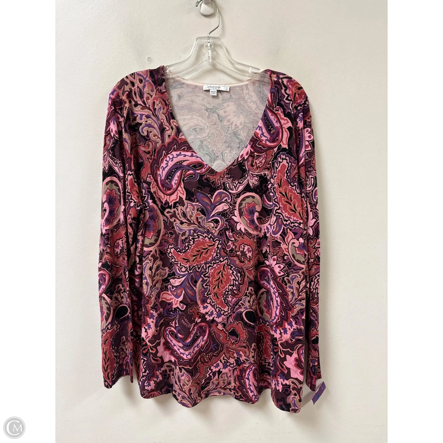 Top Long Sleeve By Chicos In Paisley Print, Size: 1x