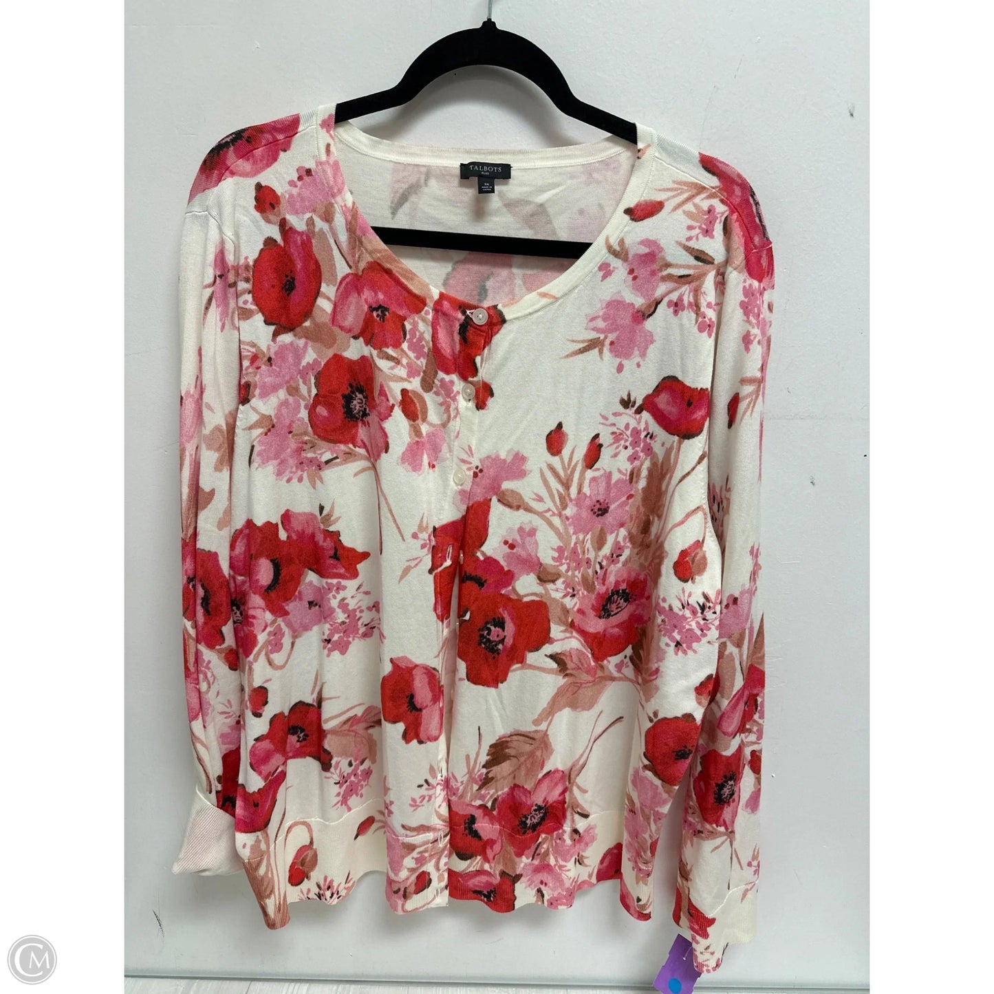 Cardigan By Talbots In Floral Print, Size: 3x