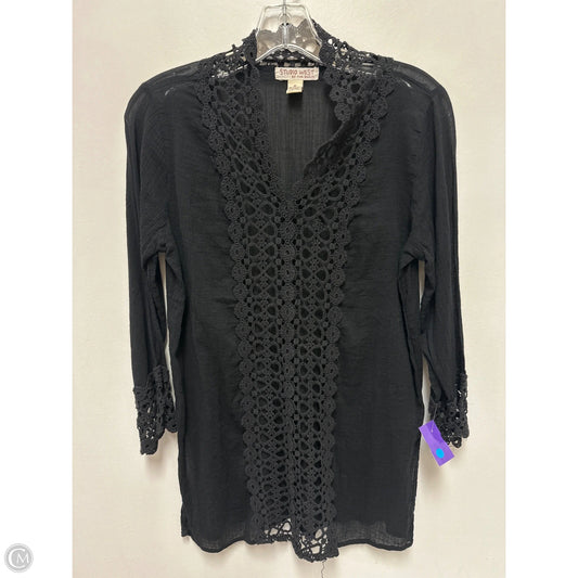 Top Long Sleeve By Studio West In Black, Size: M