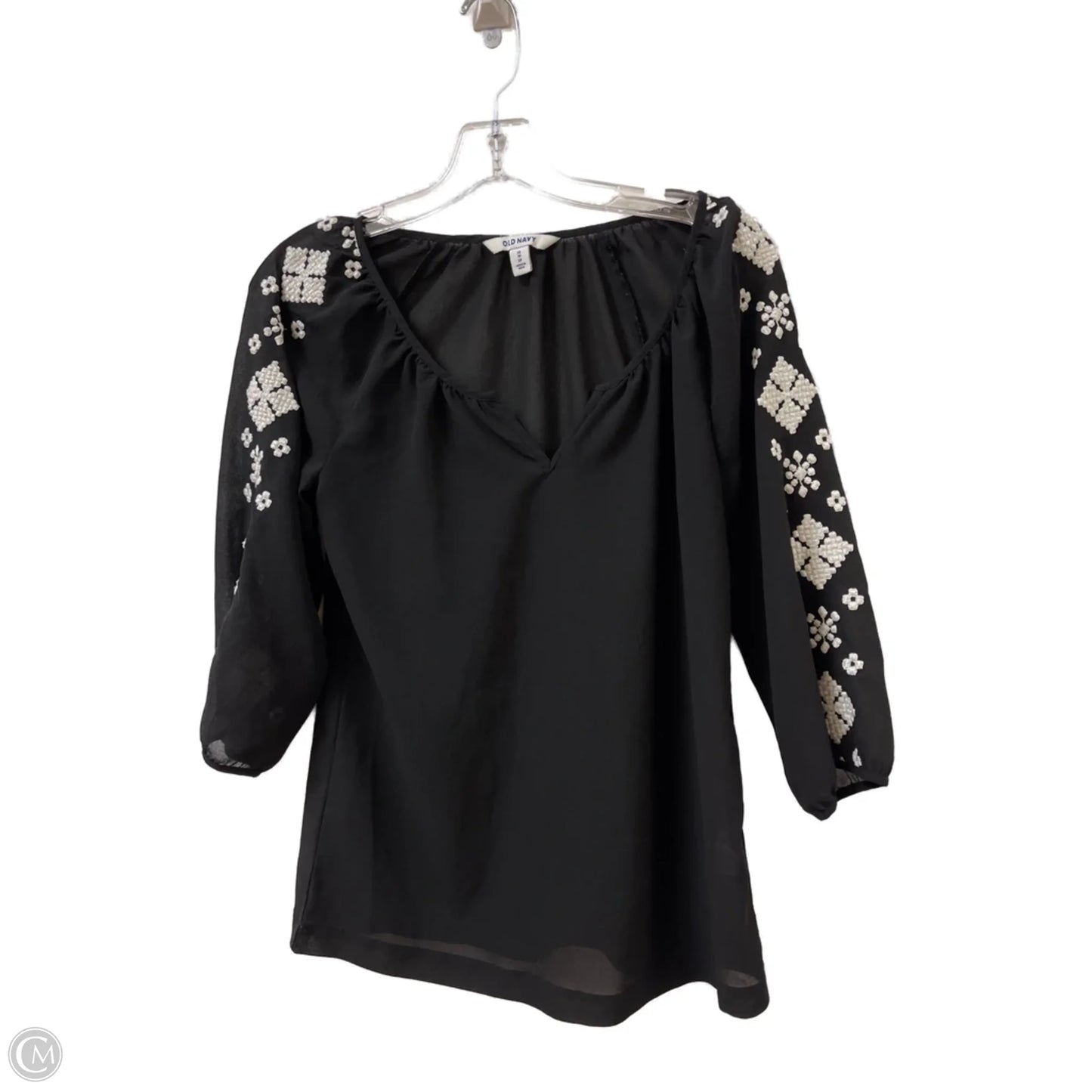 Top Long Sleeve By Old Navy In Black & White, Size: Xs