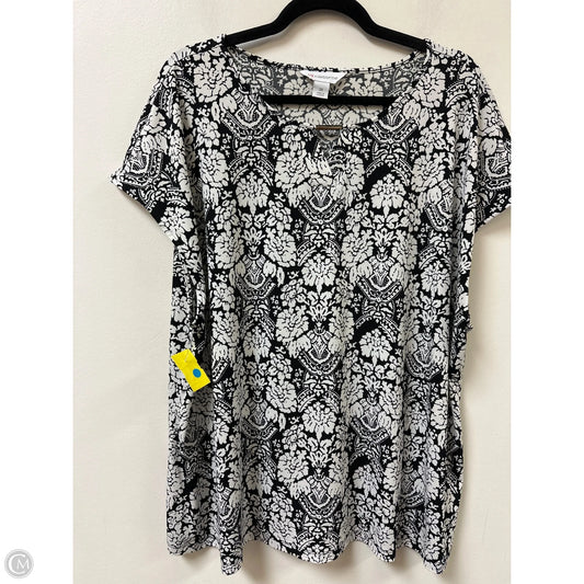 Top Short Sleeve By Liz Claiborne In Black & White, Size: 2x