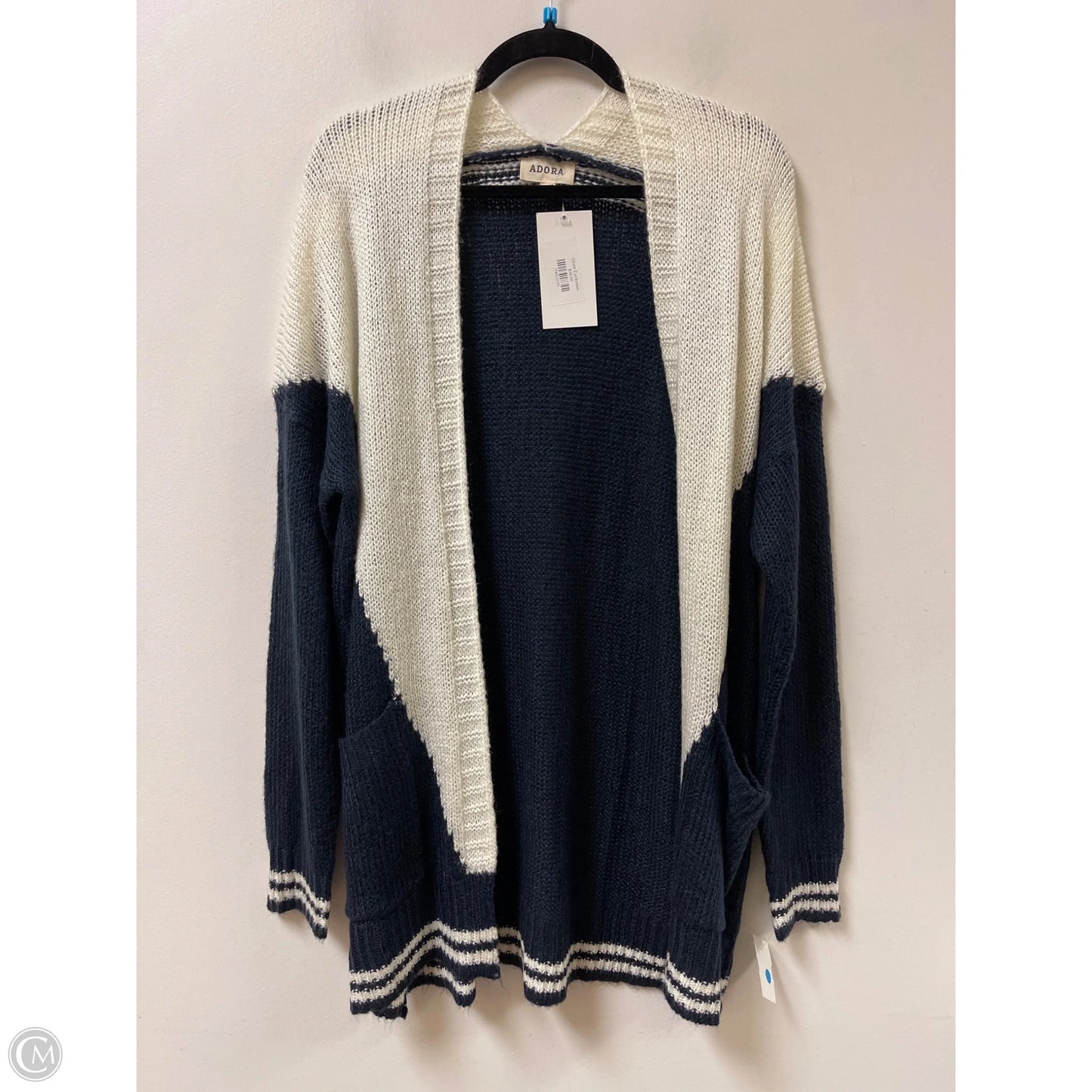 Sweater Cardigan By Adora In Blue & White, Size: S