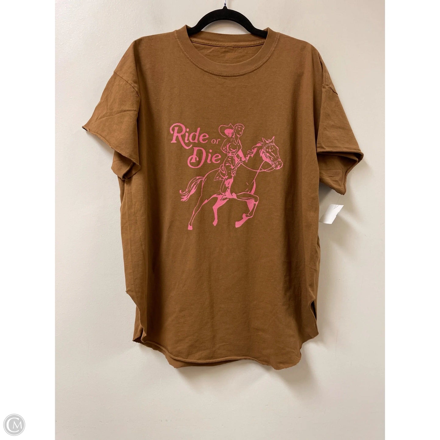 Top Short Sleeve By Clothes Mentor In Brown, Size: 1x