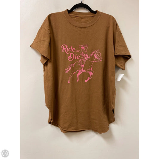 Top Short Sleeve By Clothes Mentor In Brown, Size: 1x