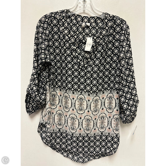 Tunic Long Sleeve By Cato In Black & Cream, Size: Xs