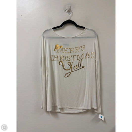 Top Long Sleeve By Sweet Claire In White, Size: M