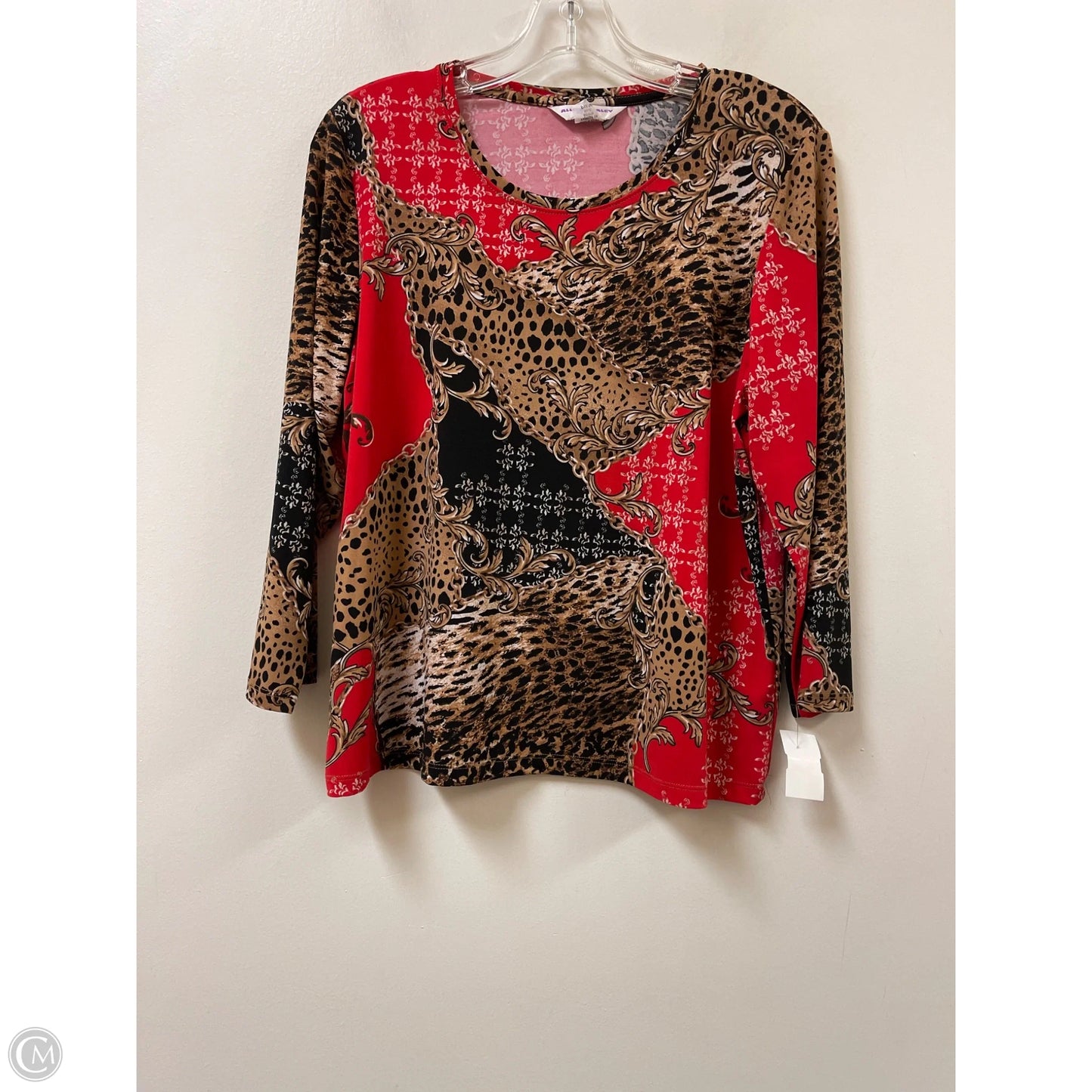 Top Long Sleeve By Allison Daley In Brown & Red, Size: Mp