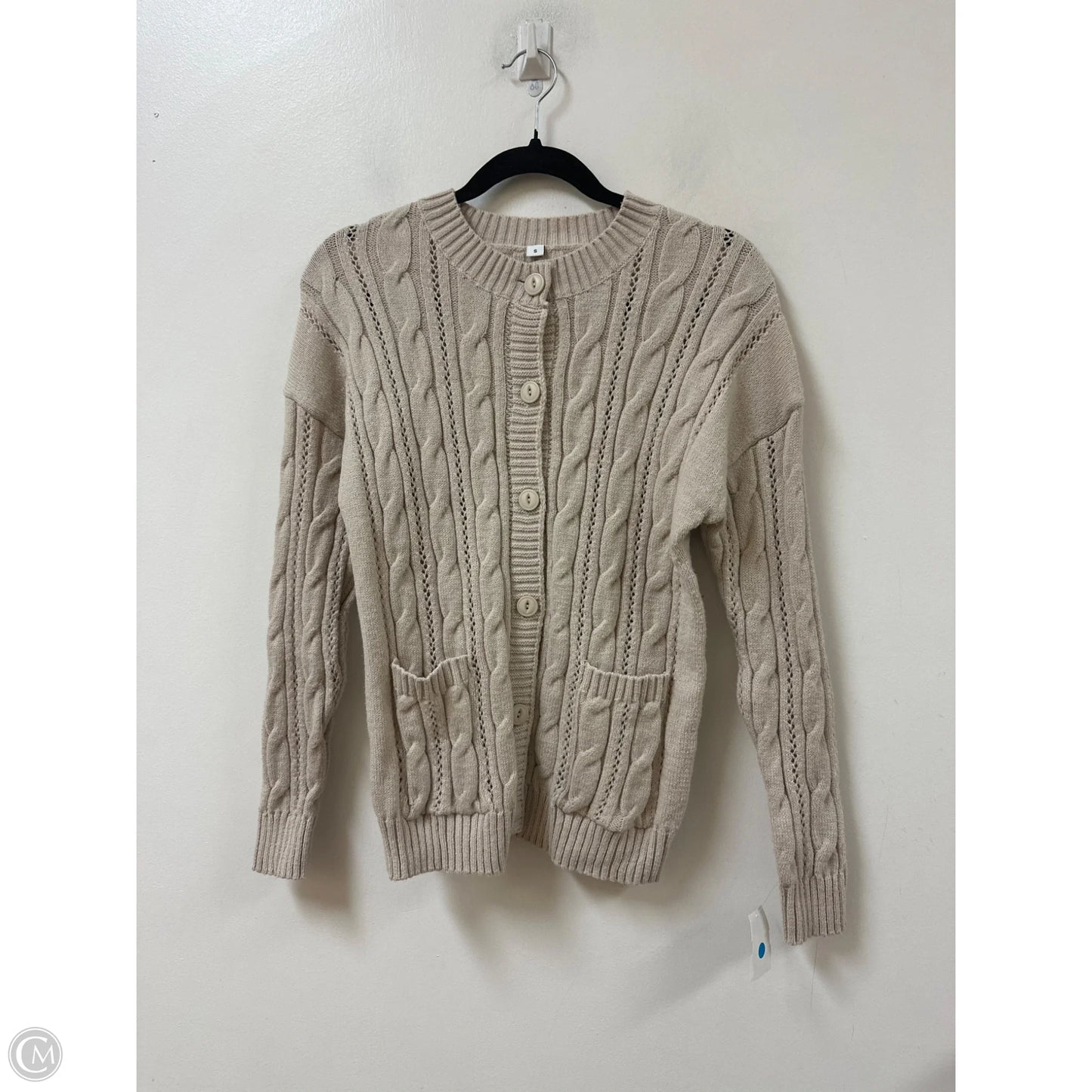 Sweater Cardigan By Clothes Mentor In Tan, Size: S