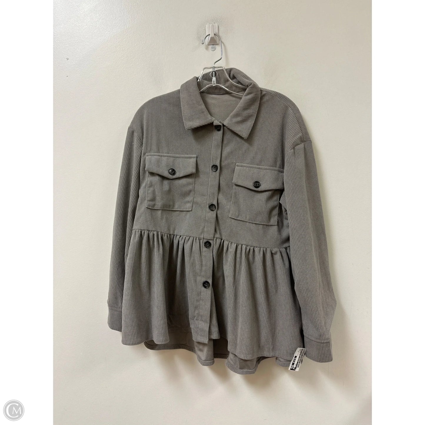 Blouse Long Sleeve By Clothes Mentor In Grey, Size: M