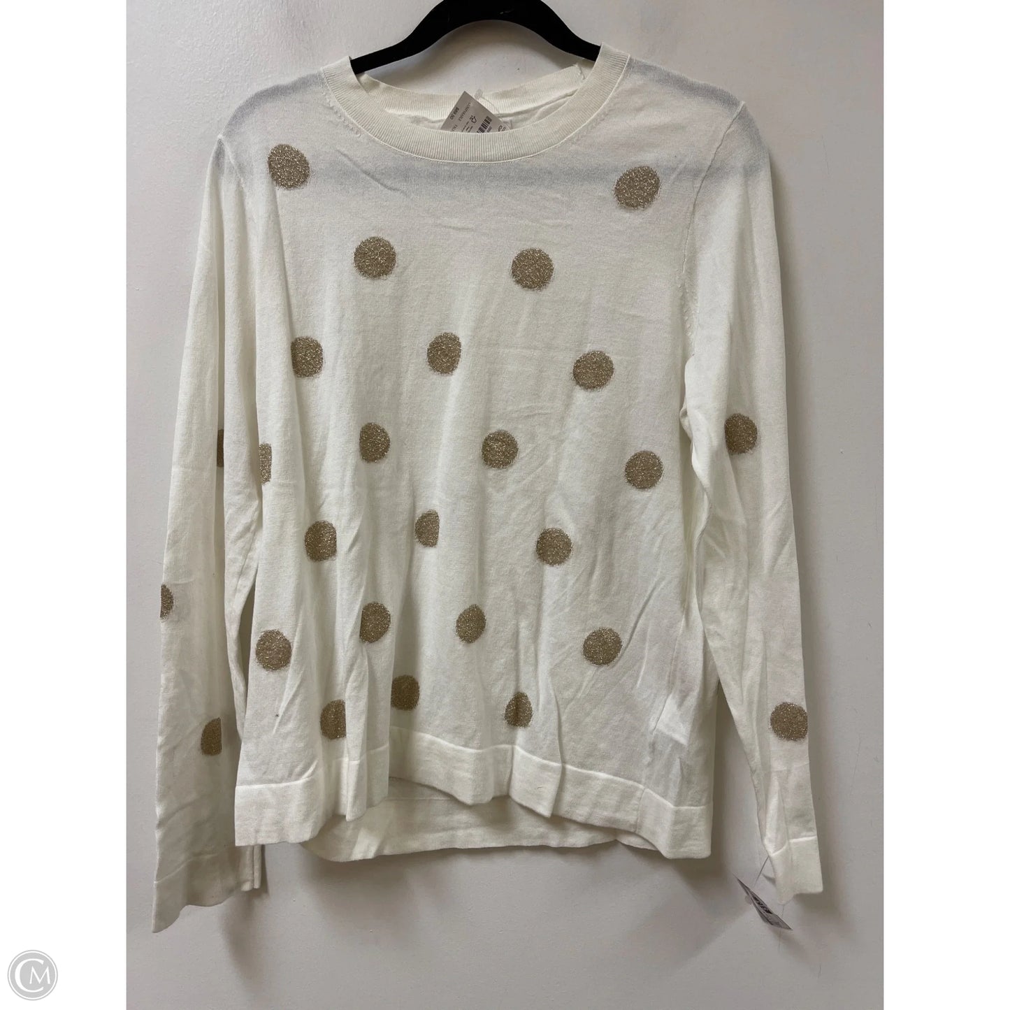 Top Long Sleeve By J. Crew In Gold & White, Size: L