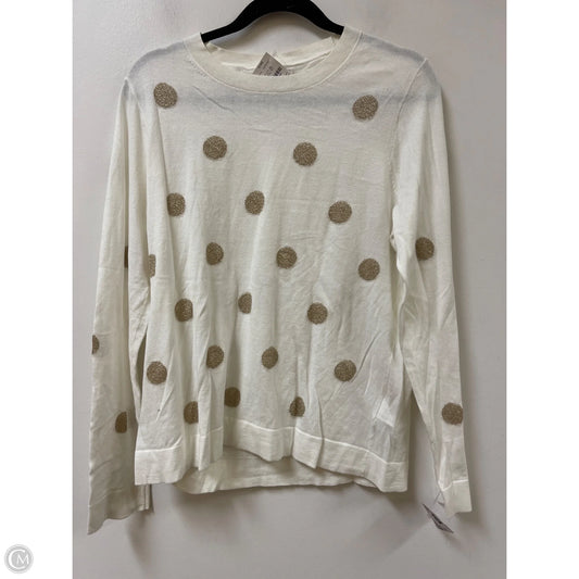 Top Long Sleeve By J. Crew In Gold & White, Size: L