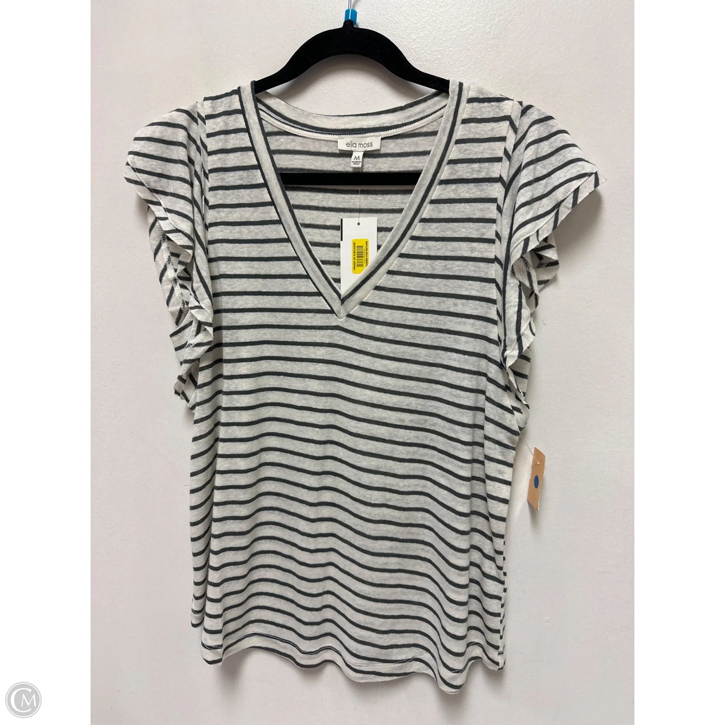 Top Short Sleeve By Ella Moss In Striped Pattern, Size: M