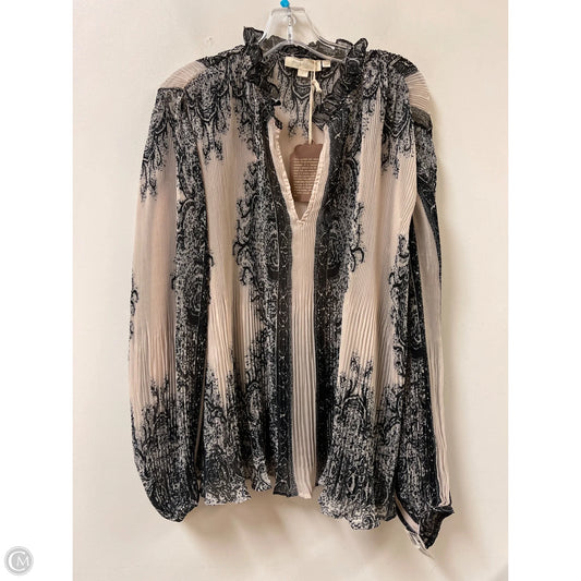 Top Long Sleeve By Forever That Girl In Black & Cream, Size: L