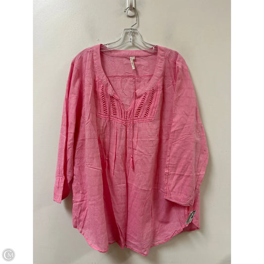 Top Long Sleeve By Grand And Greene In Pink, Size: 1x