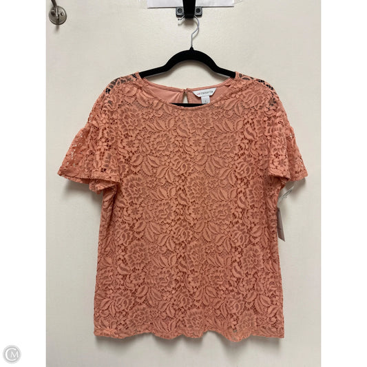 Top Short Sleeve By Liz Claiborne In Peach, Size: L