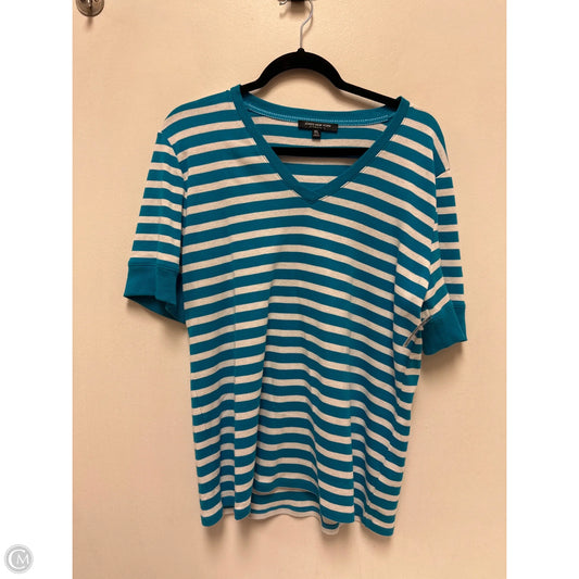 Top Short Sleeve By Jones New York In Blue & White, Size: Xl