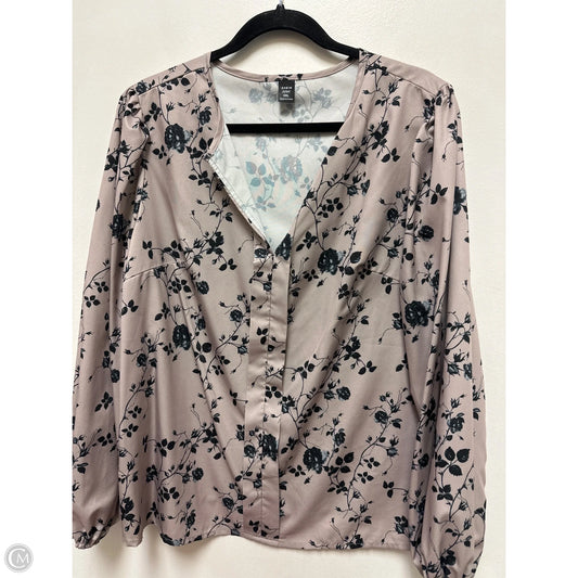 Top Long Sleeve By Shein In Floral Print, Size: Xl