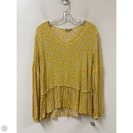 Top Long Sleeve By Pleione In Yellow, Size: L