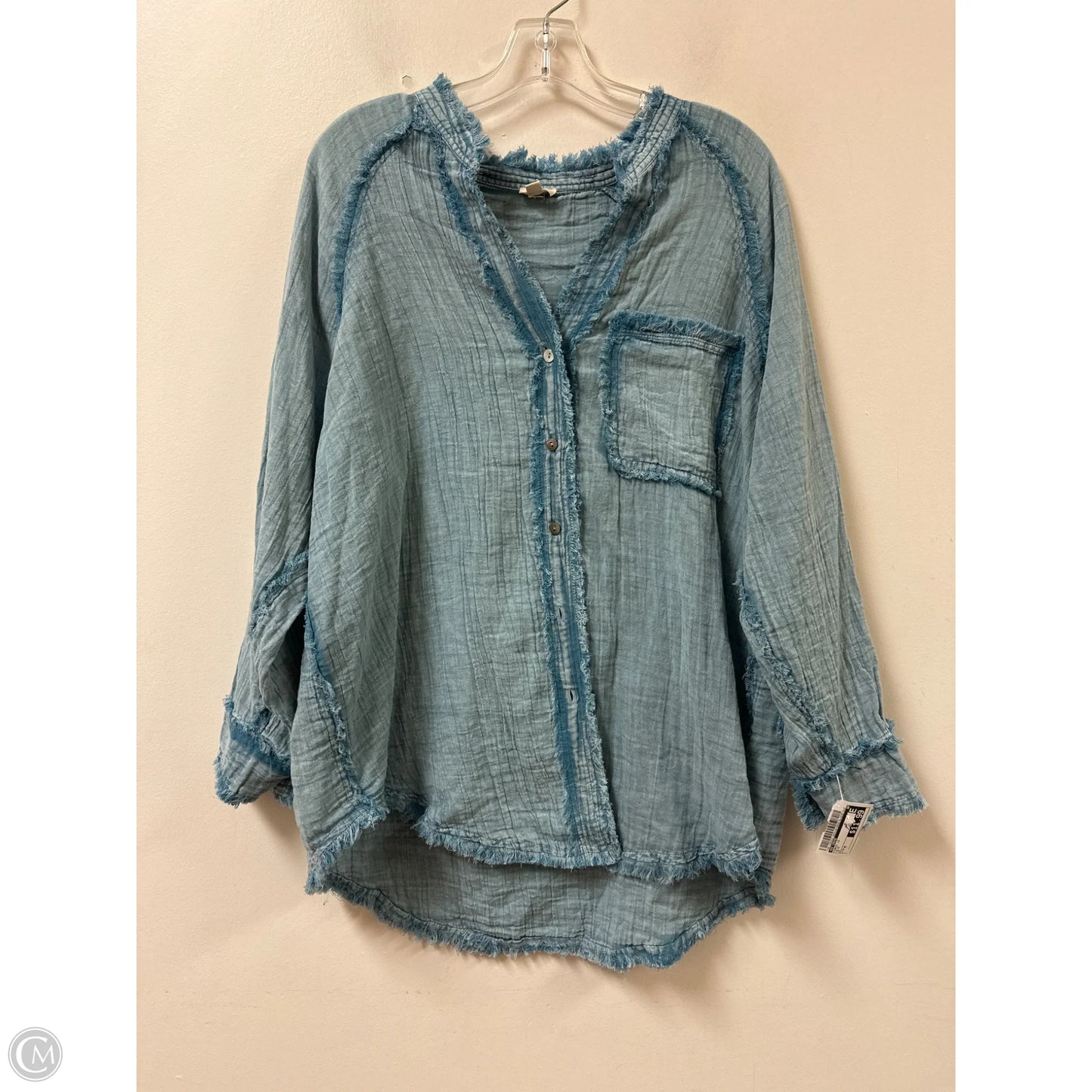Tunic Long Sleeve By En Creme In Blue, Size: M