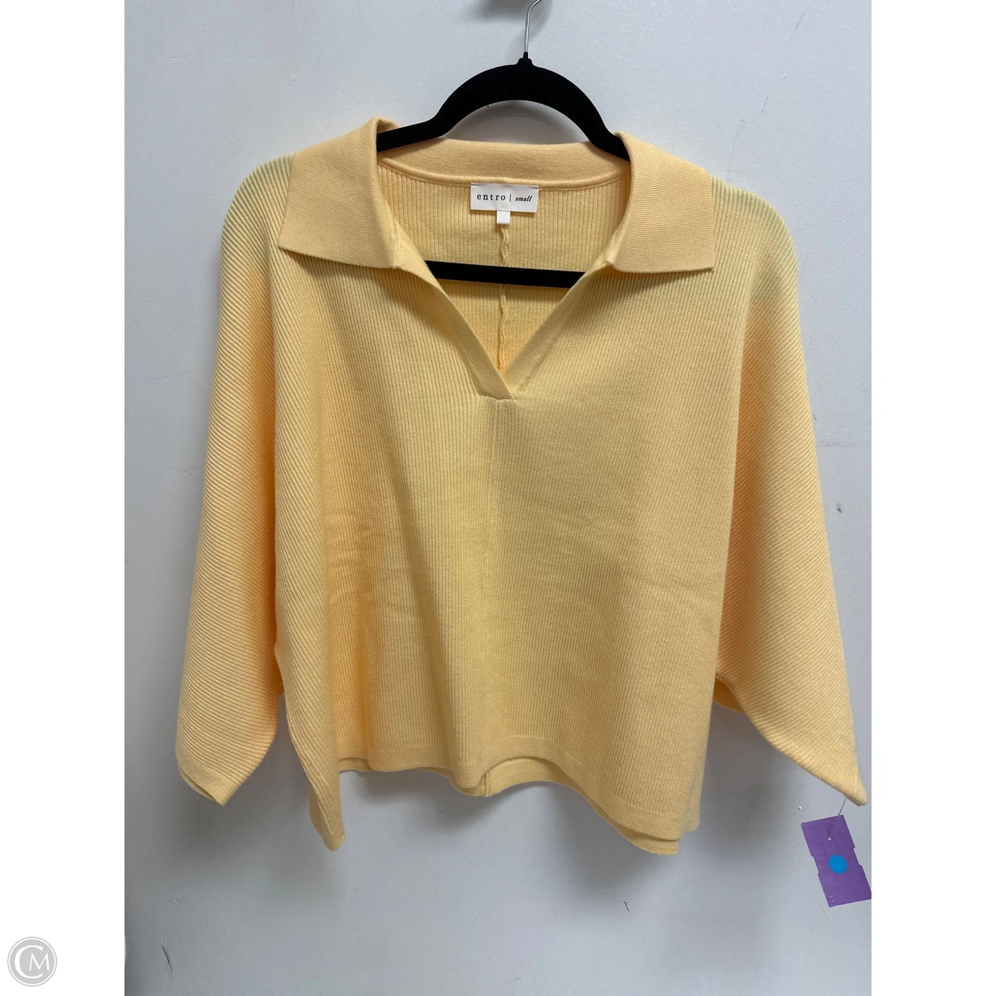 Sweater Short Sleeve By Entro In Yellow, Size: S