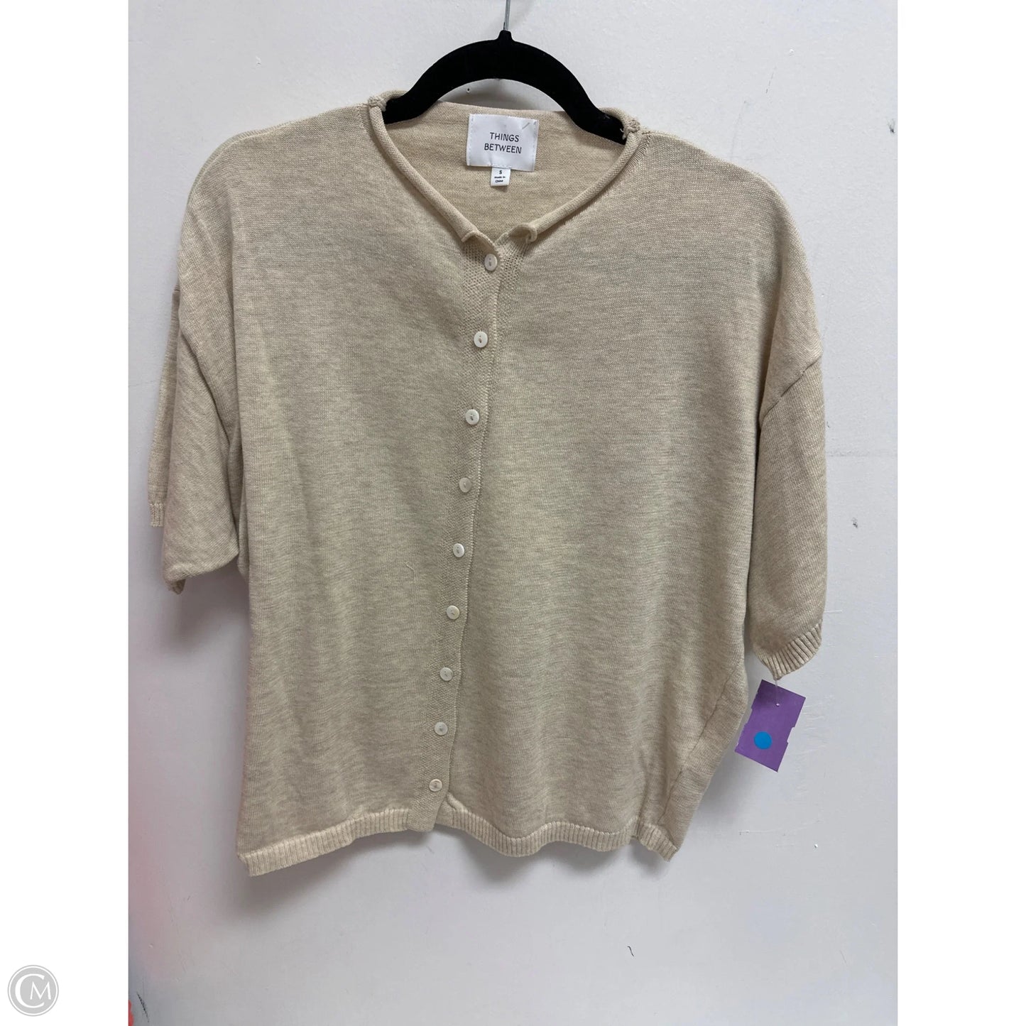 Sweater Cardigan By Clothes Mentor In Tan, Size: S
