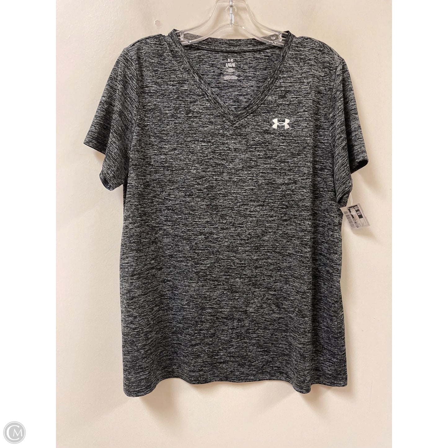 Athletic Top Short Sleeve By Under Armour In Black, Size: L