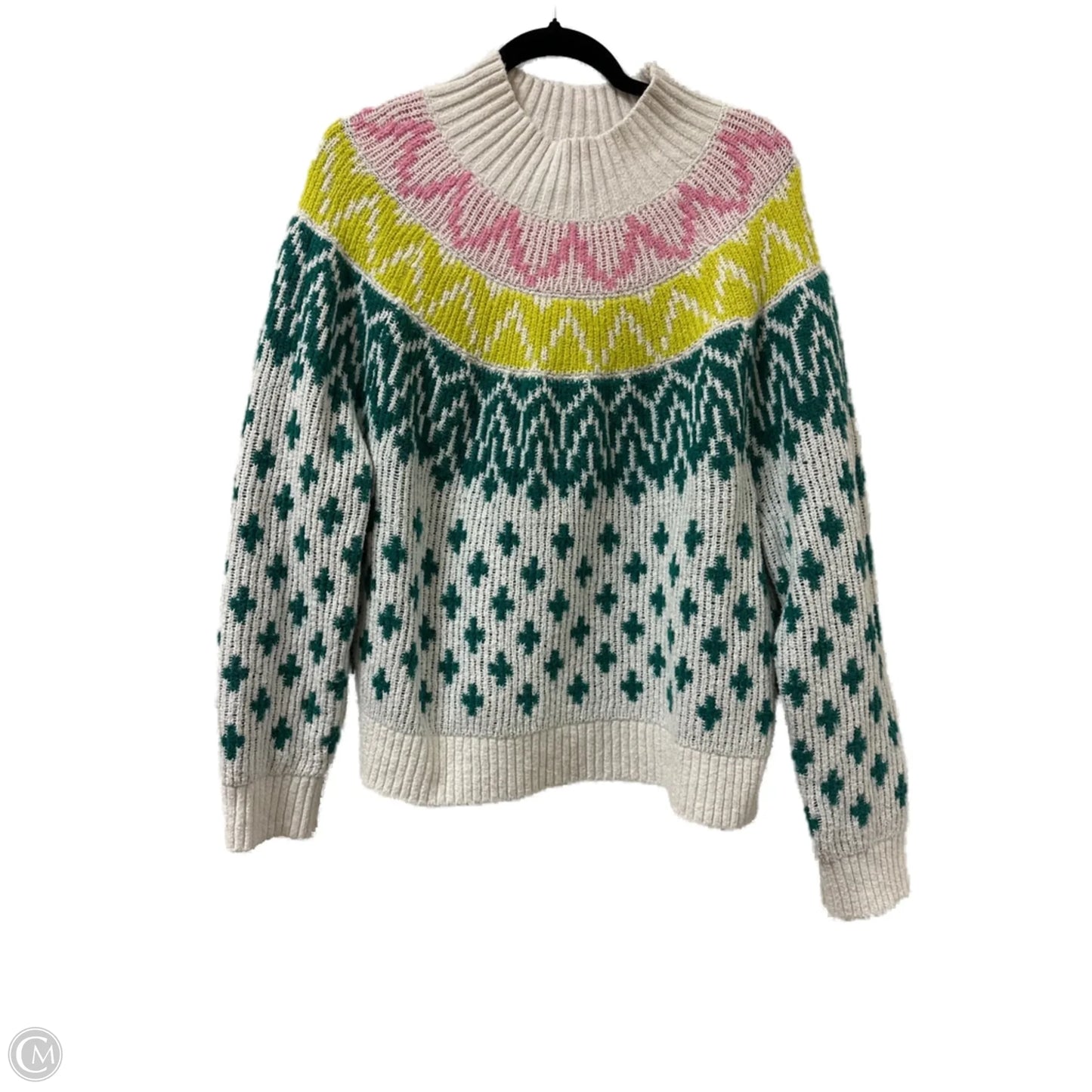 Sweater By Old Navy In Green & Pink, Size: L