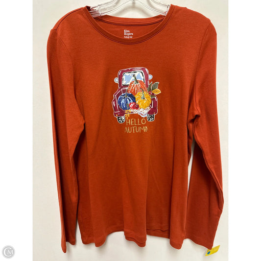 Top Long Sleeve By Kim Rogers In Orange, Size: M