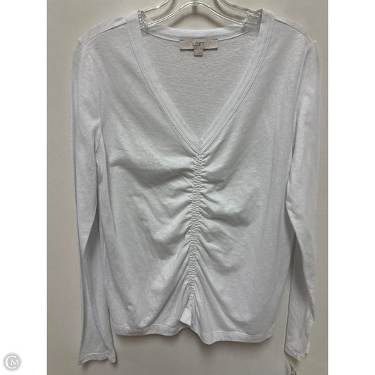 Top Long Sleeve By Loft In White, Size: L