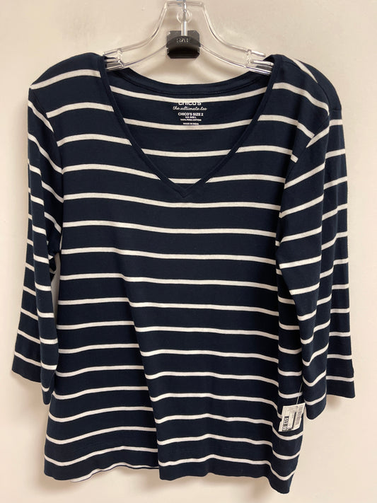 Top 3/4 Sleeve By Chicos In Navy, Size: L