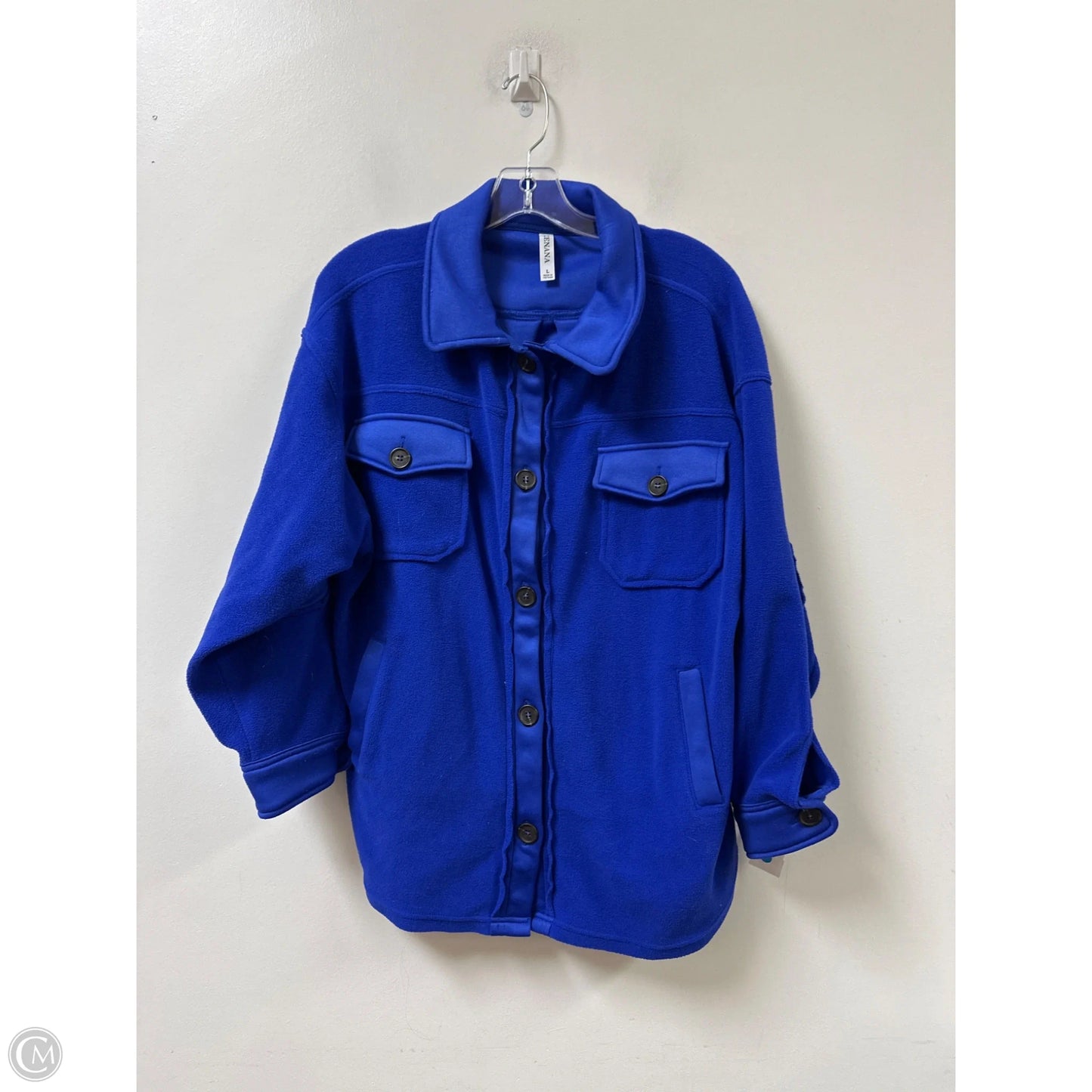 Jacket Shirt By Zenana In Blue, Size: L