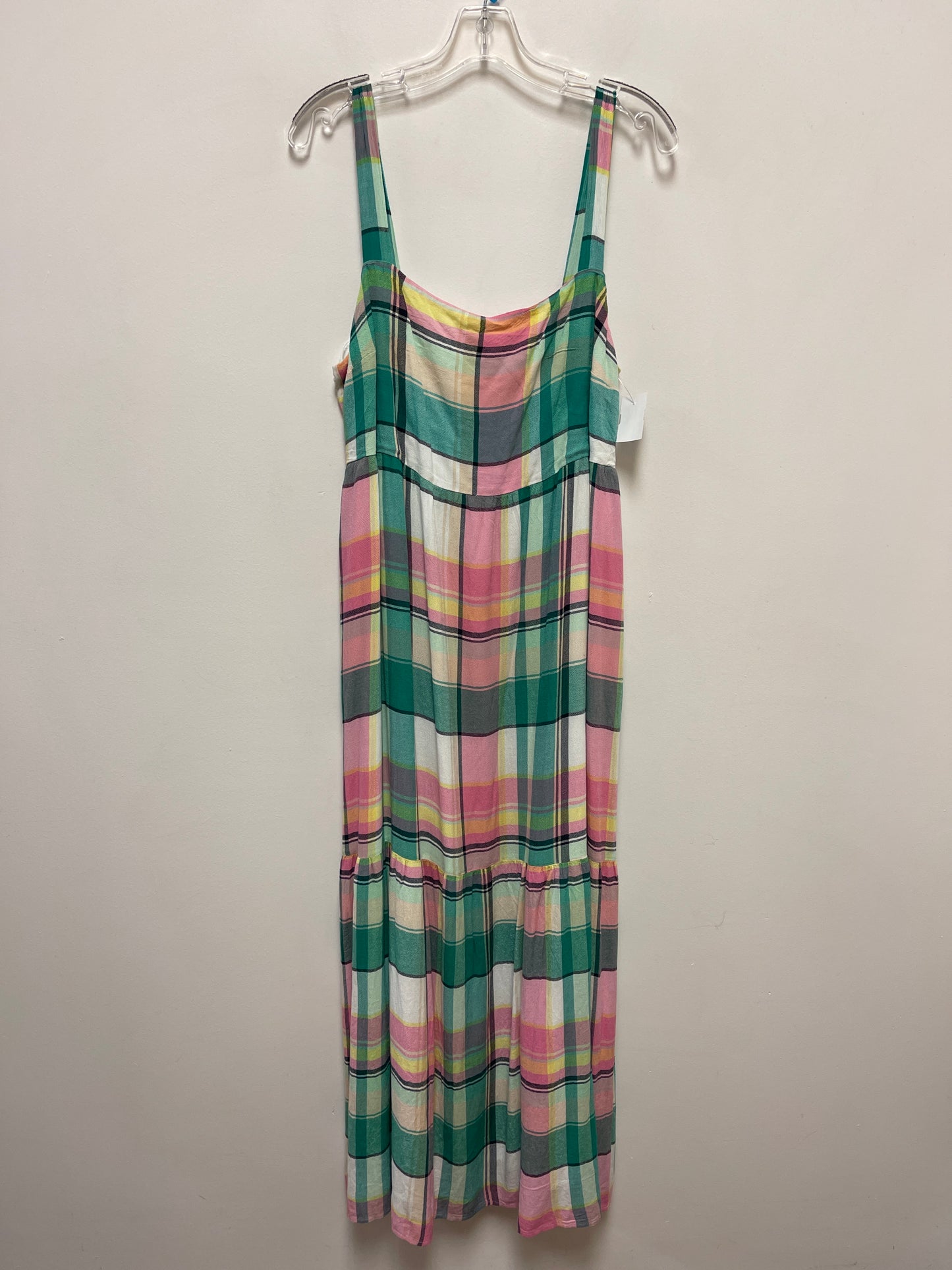 Plaid Pattern Dress Casual Maxi Loft, Size L