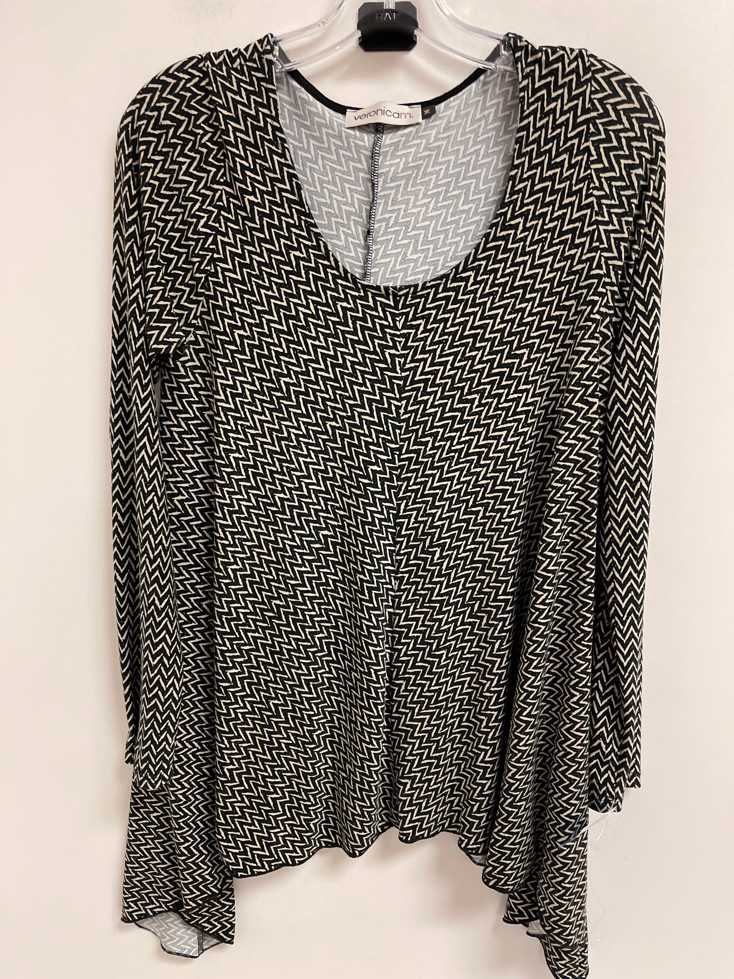 Top Long Sleeve By Veronica M In Black & Cream, Size: M