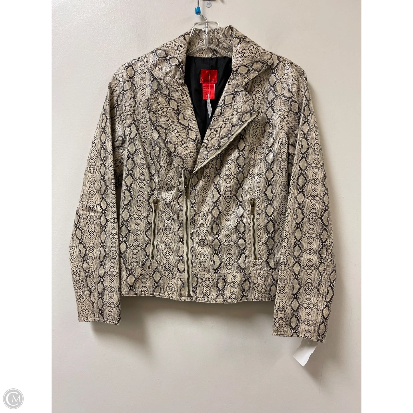 Jacket Moto By Christina In Snakeskin Print, Size: S