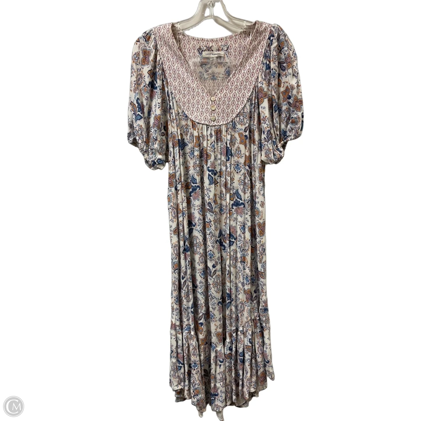 Dress Casual Midi By Lucky Brand In Cream & Tan, Size: S