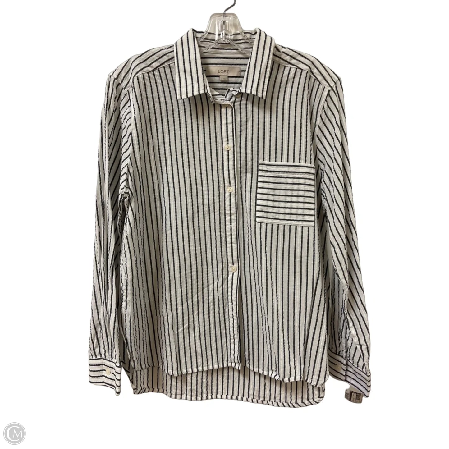 Top Long Sleeve By Loft In Striped Pattern, Size: L