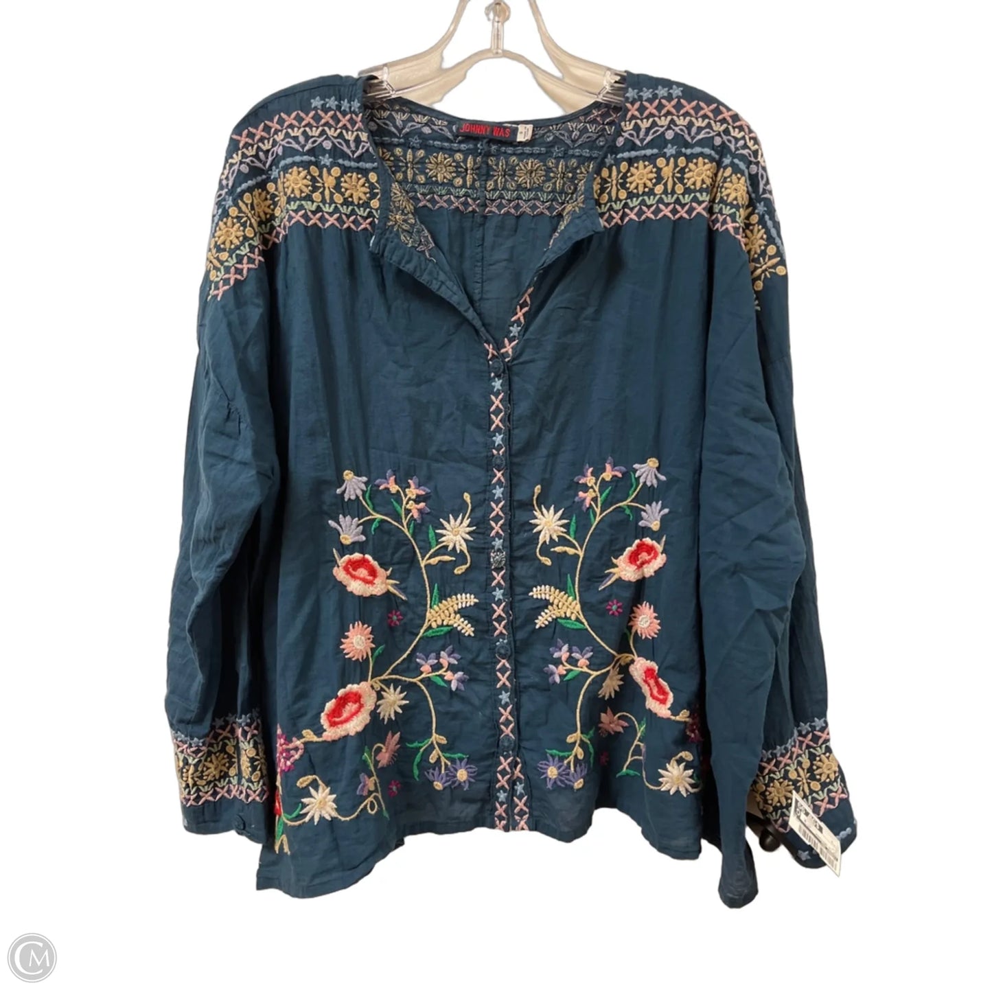 Top Long Sleeve Designer By Johnny Was In Blue, Size: S