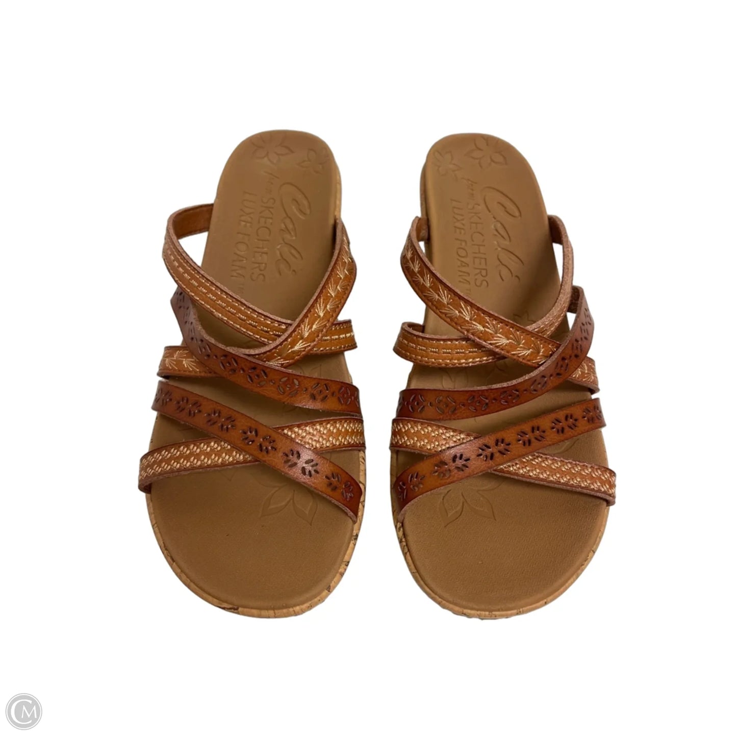 Sandals Heels Wedge By Skechers In Bronze, Size: 7
