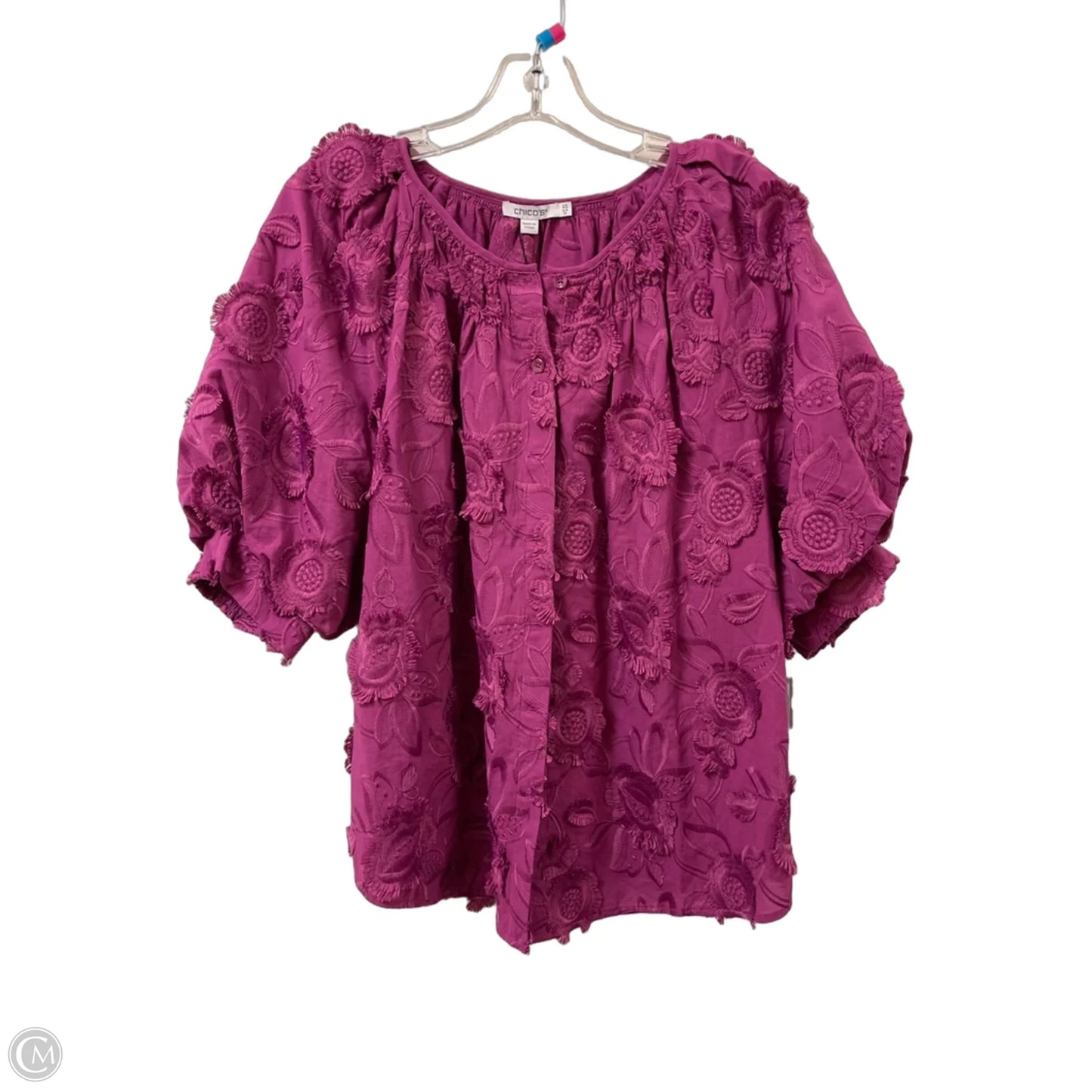 Top Short Sleeve By Chicos In Pink, Size: L
