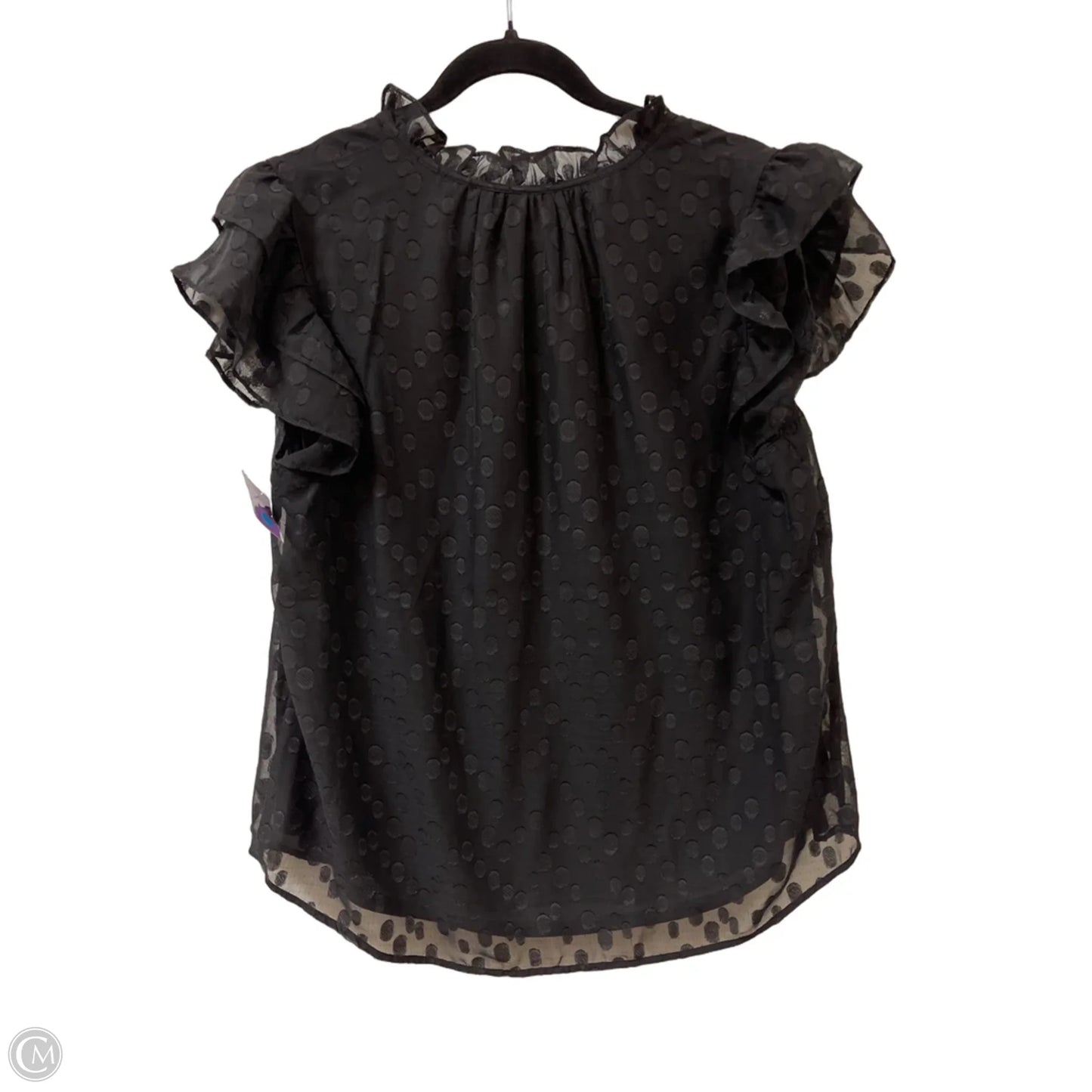 Top Short Sleeve By Anne Klein In Black, Size: L
