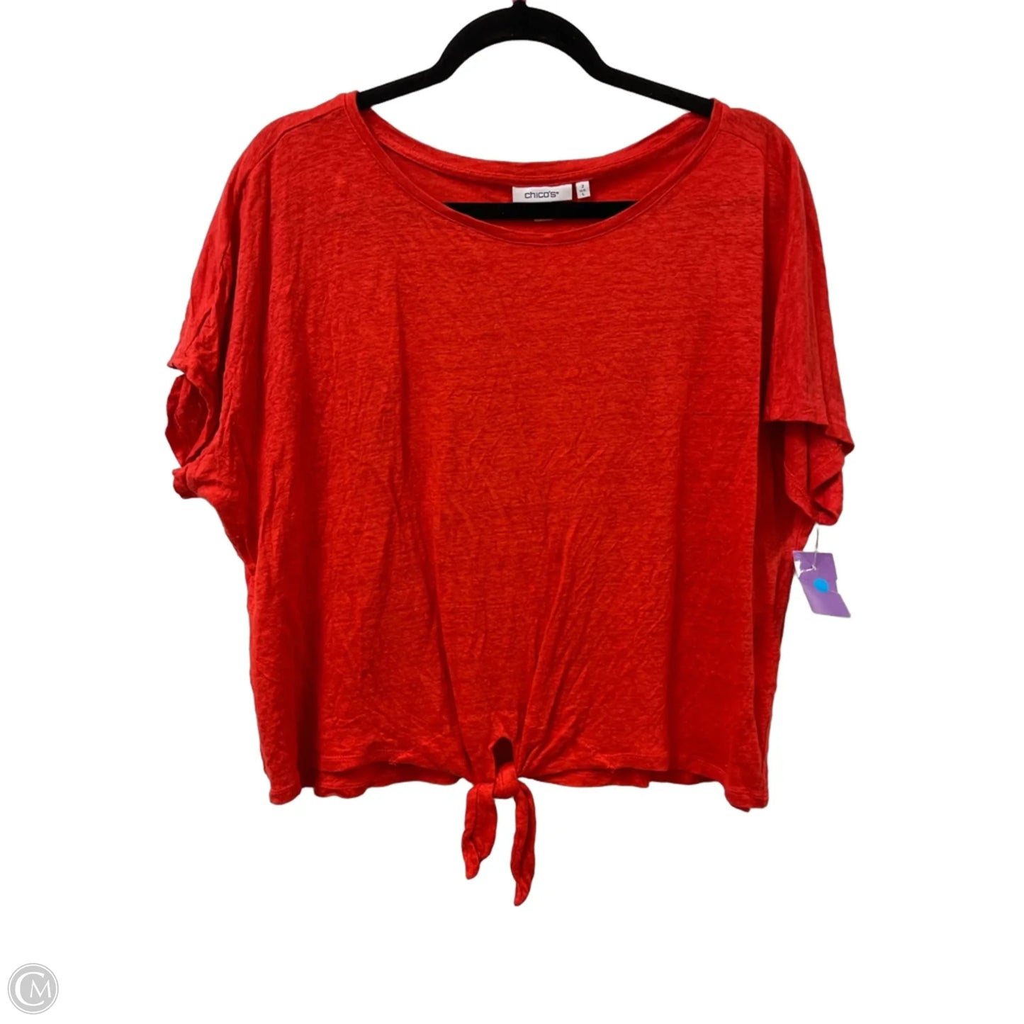 Top Short Sleeve By Chicos In Orange, Size: L