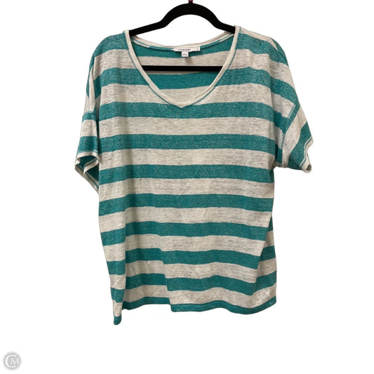 Top Short Sleeve By Chicos In Green & White, Size: L