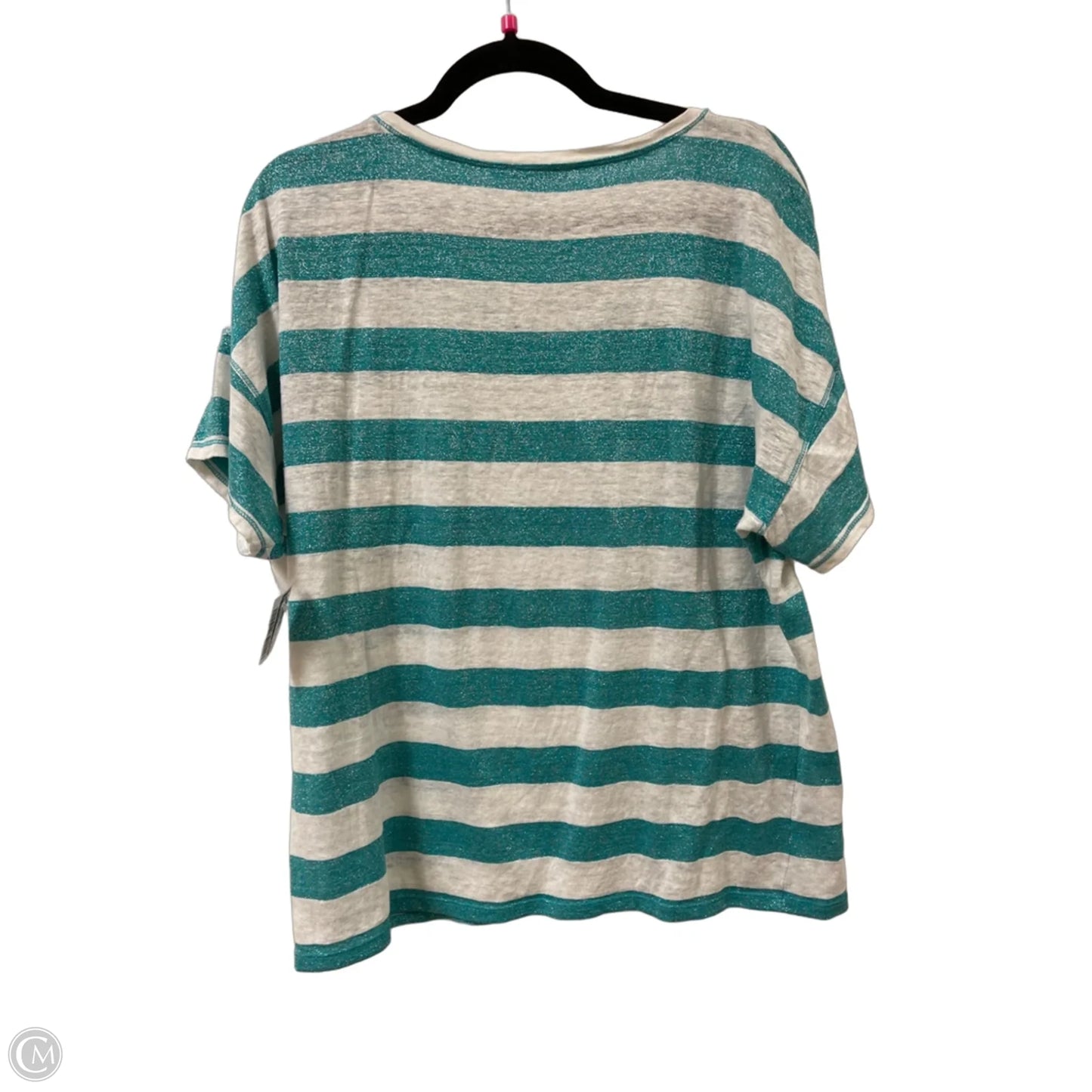 Top Short Sleeve By Chicos In Green & White, Size: L