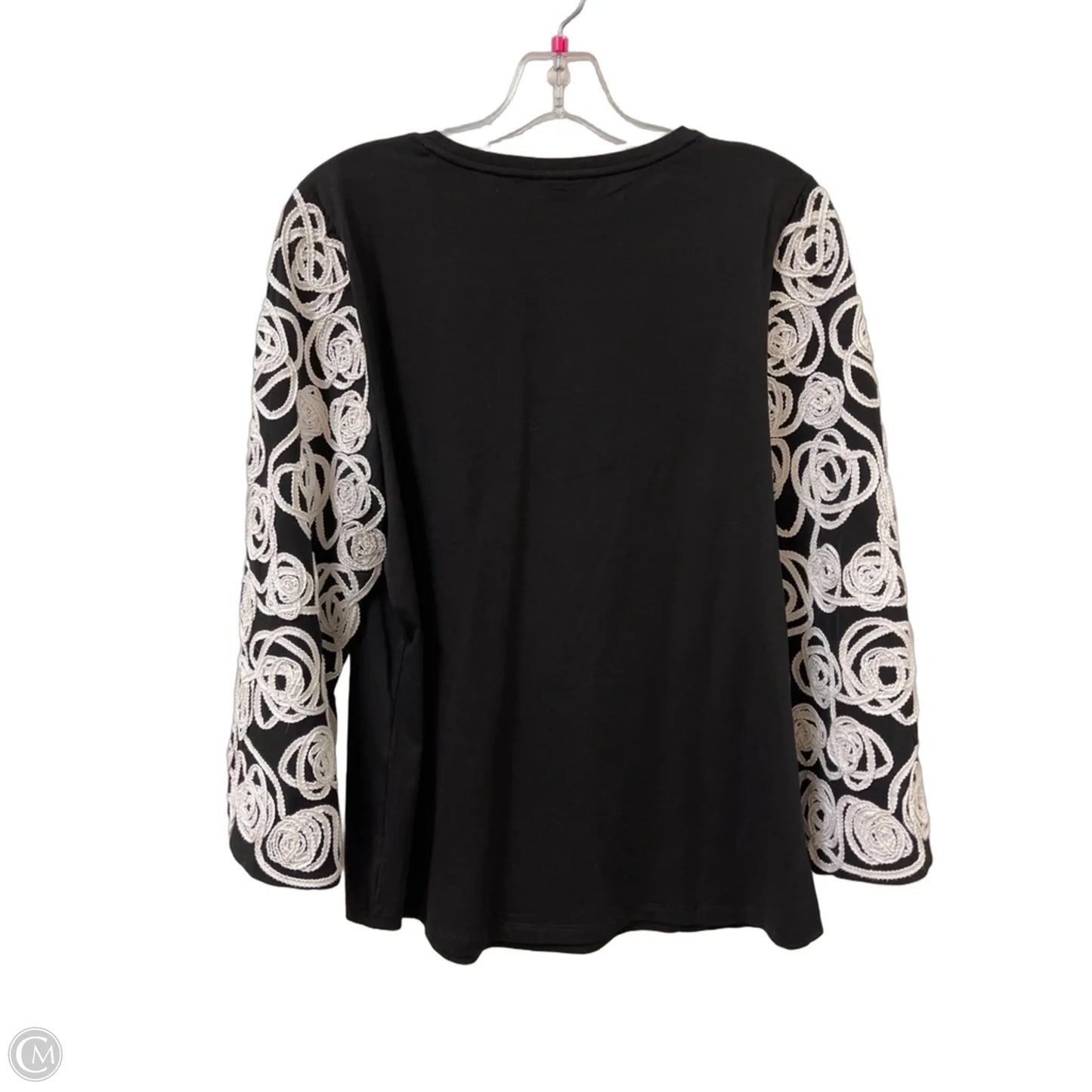 Top Long Sleeve By Chicos In Black & White, Size: L